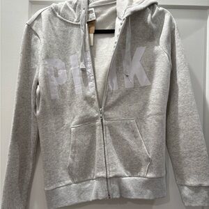 Victoria Secret Pink Gray Zip-Up Hoodie